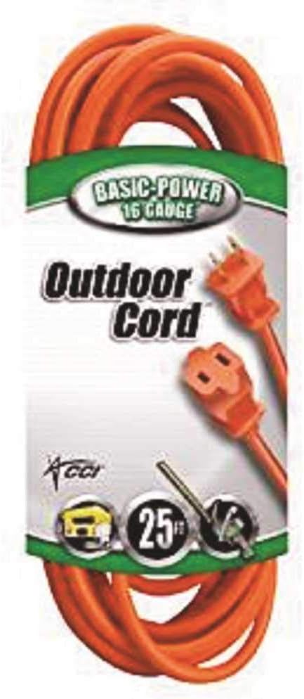 Cordset, 16/3 SJTW Extension Cord, 25 ft