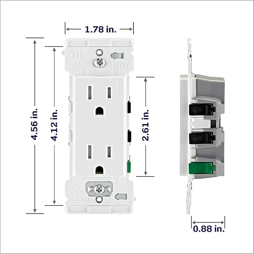 15A/125V Decorator Duplex Receptacle, White | MPT Supplies