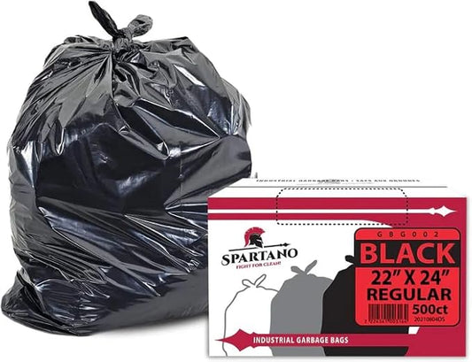 Industrial Garbage Bags, Utility, 20" W x 22" L, 0.64 mils, Black, 23 L (6 Gal.) Capacity Box of 500