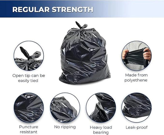 Industrial Garbage Bags, Utility, 20" W x 22" L, 0.64 mils, Black, 23 L (6 Gal.) Capacity Box of 500