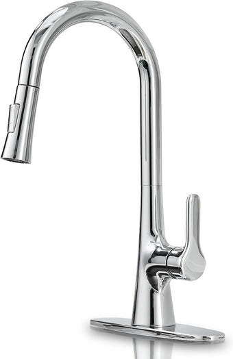 compare product Kitchen Faucet with Pull Down Sprayer, Polished Chrome Kitchen Sink Faucet 1 or 3 Hole