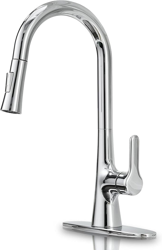 Kitchen Faucet with Pull Down Sprayer, Polished Chrome Kitchen Sink Faucet 1 or 3 Hole