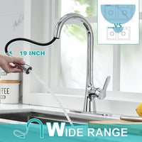 Kitchen Faucet with Pull Down Sprayer, Polished Chrome Kitchen Sink Faucet 1 or 3 Hole