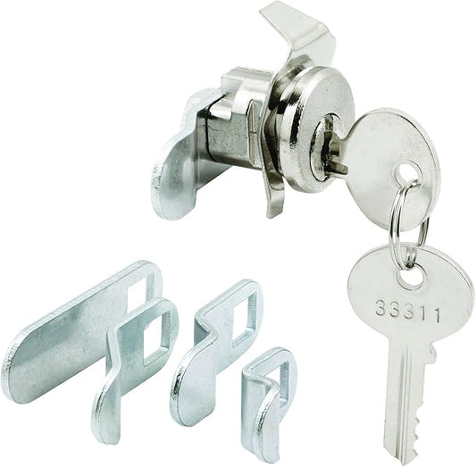 Prime-Line MP4946 Mailbox Lock, 1-9/16 in. Cam Reach, Diecast Construction, Nickel, 5/8 in