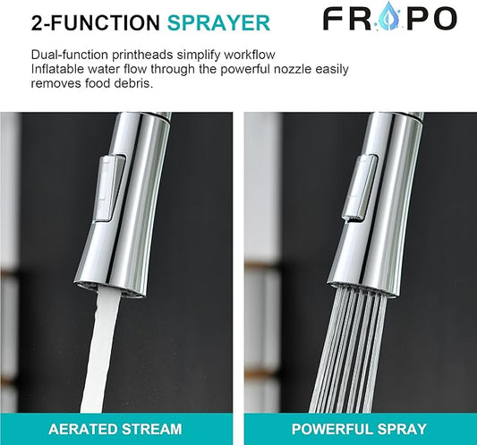 Kitchen Faucet with Pull Down Sprayer, Polished Chrome Kitchen Sink Faucet 1 or 3 Hole