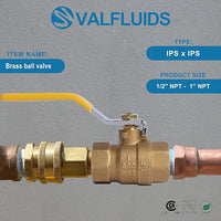(3/4 Inch) Lead Free Brass Ball Valve With Female Thread NPT Connector，150 PSI WSP / 600 PSI WOG.