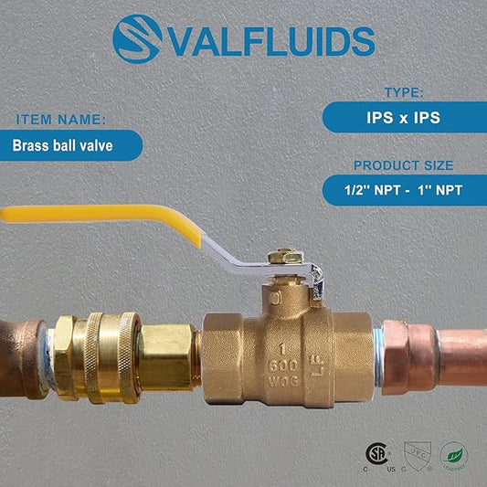 (3/4 Inch) Lead Free Brass Ball Valve With Female Thread NPT Connector，150 PSI WSP / 600 PSI WOG.