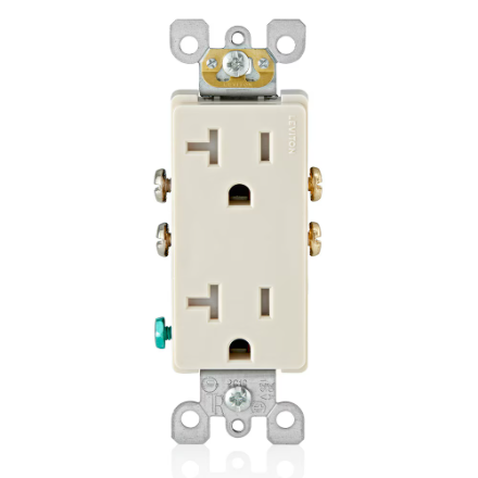 20A/125V Decora Duplex Receptacle, White (TR) | Leviton