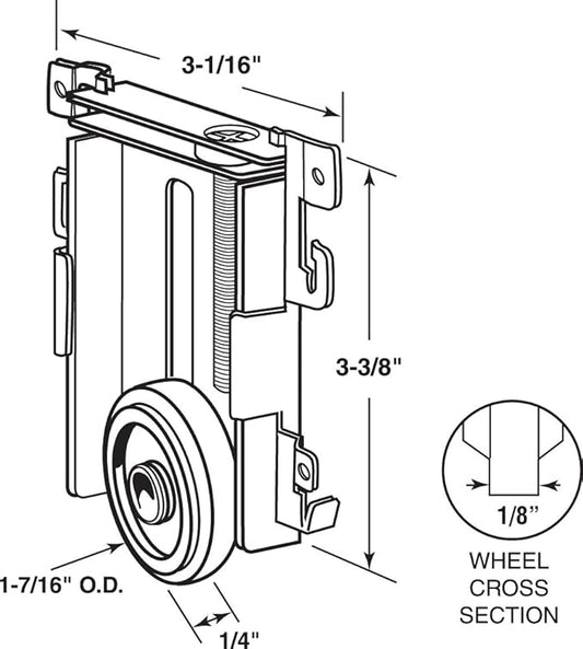 Prime-Line Products N 6790 Mirror Door Bottom Roller with 1-7/16-Inch Flat Nylon Wheel