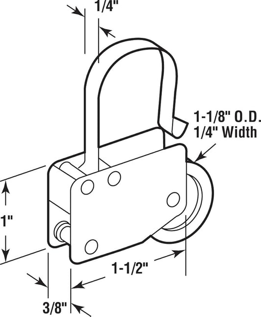 Patio Screen Door Roller, 1"