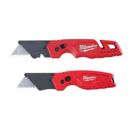 Milwaukee Tool FASTBACK Folding Utility Knife with Blade Storage and Compact Folding Utility Knife (2-Pack)