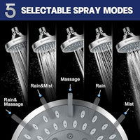 Shower Head, 5-Setting, Chrome