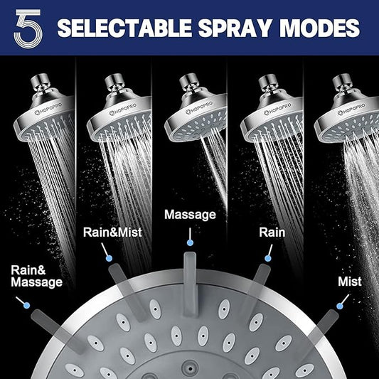 Shower Head, 5-Setting, Chrome