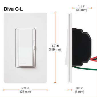 compare product Diva LED+ Dimmer Switch for Dimmable LED/Halogen/Incandescent Bulbs, Single-Pole or 3-Way, White | Lutron