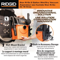 RIDGID Stor-N-Go 19L (5 Gal.) 5.0 Peak HP Portable Wet/Dry Shop Vacuum with Filter, Hose and Accessories
