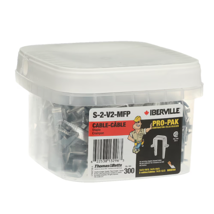 Insulated Cable Staples for 14/2–12/2 (300/box) |Iberville