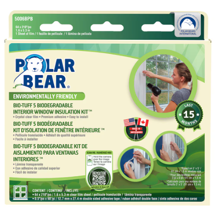 Biodegradable 5 Window Film Kit 64"x 210"-Indoor use